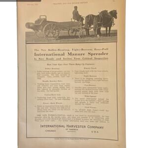 Antique International Manure Spreader Print Advertisement Feb 1920 Frame Ready